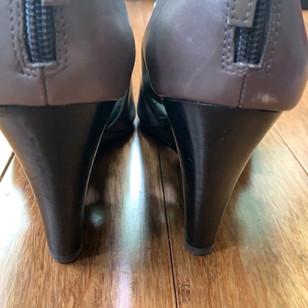 FRANCO SARTO Grey Leather Wedge sz 8 - Picture 5 of 5